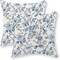 Navy Blue Floral Pillow Covers 18x18 Set of 2 Chinoiserie Flower Throw Pillow Covers Outdoor Decor Spring Summer Floral Decorative Pillowcase Linen Cushion Case for Home Couch Sofa